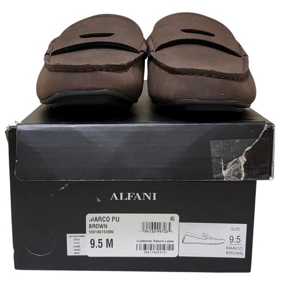 Alfani Men Marco Slip On Moc Toe Penny Loafers Size US 9.5M Brown Faux Suede - Picture 4 of 4